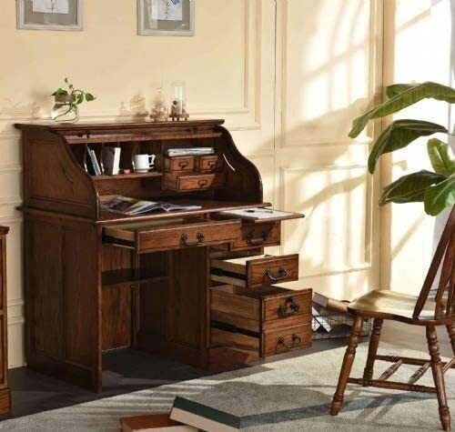 Solid Oak Roll Top Desk