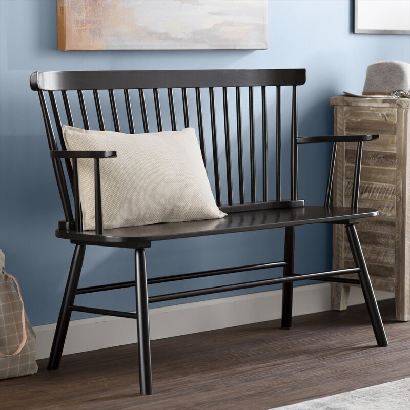 Solid rubberwood deacon bench
