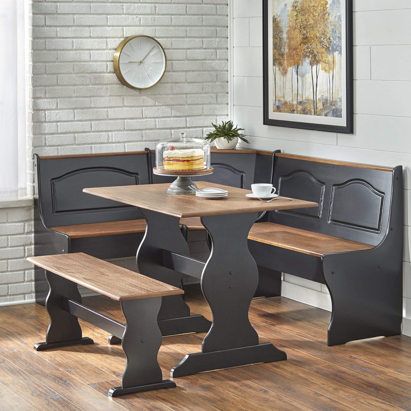 Solid Wood Bench Breakfast Nook Set
