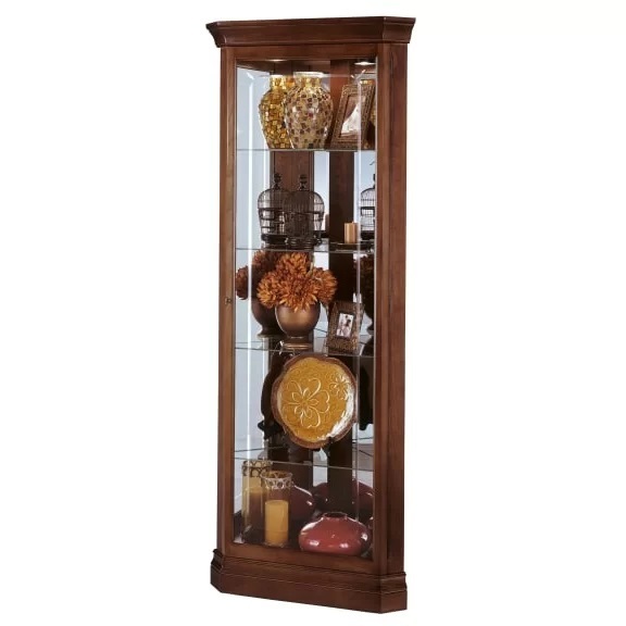 Solid wood corner china cabinet with glass doors