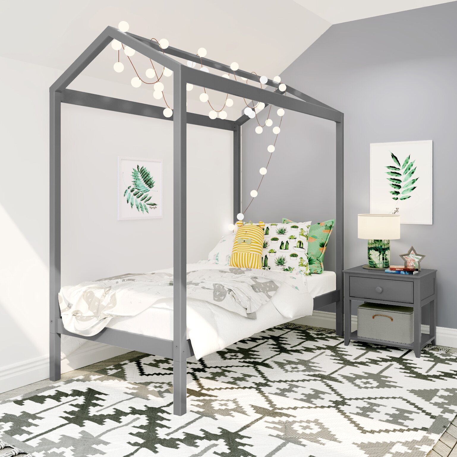 Solid Wood Girls’ Canopy Bed