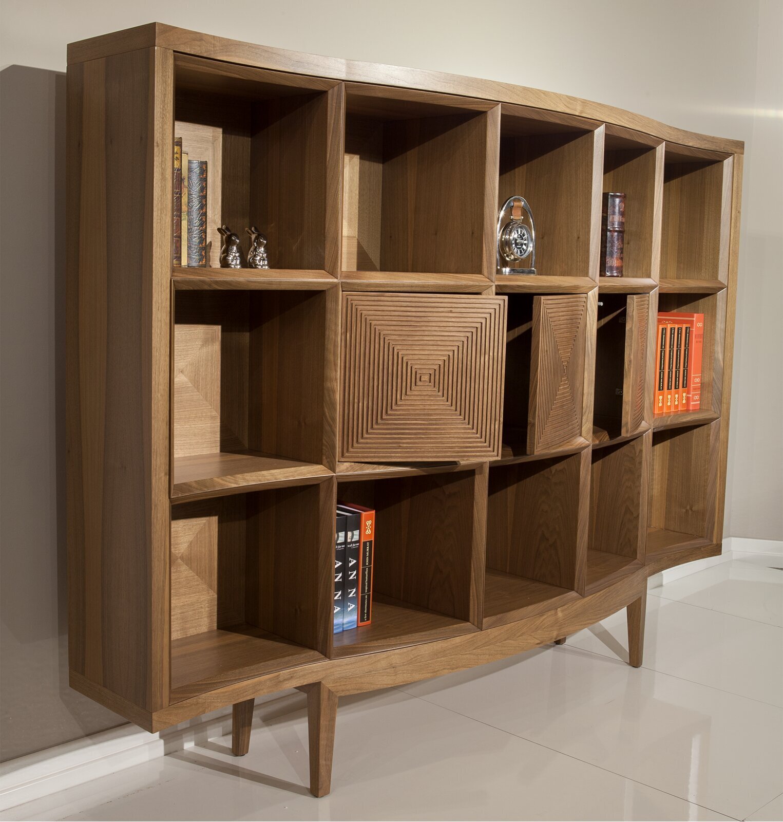 Solid Wood Library Bookcase With Doors