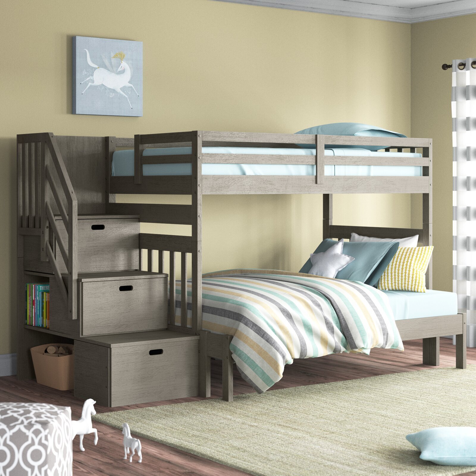 Solid Wood Twin Over Full Bunk Bed