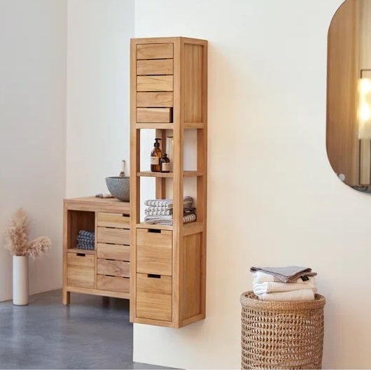 Solid Wood Wall Mounted Bathroom Cabinet for Linen