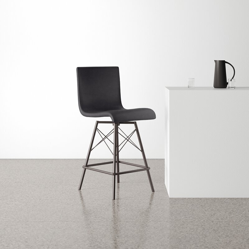 Sophisticated Swivel Leather Counter Stool