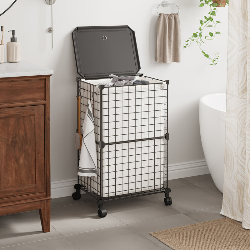 Square Mesh Metal Laundry Hamper