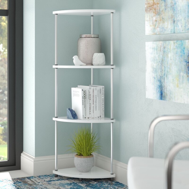 Stainless steel corner bookcase
