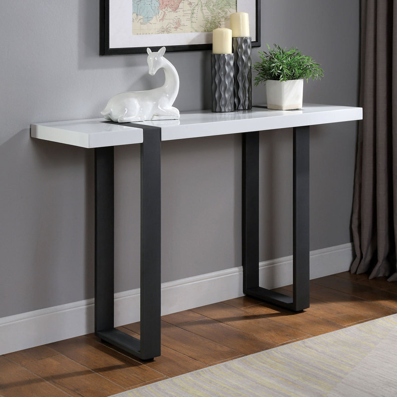 Steel base contemporary console table