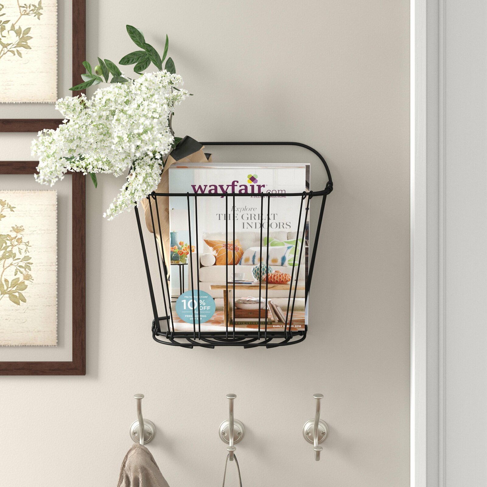 Steel Basket Style Magazine Holder 