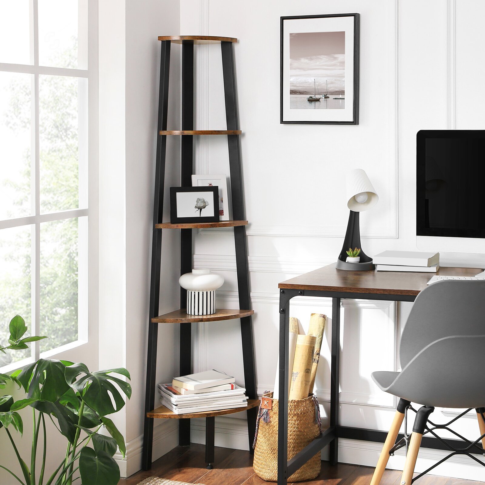 Steel Corner Bookcase