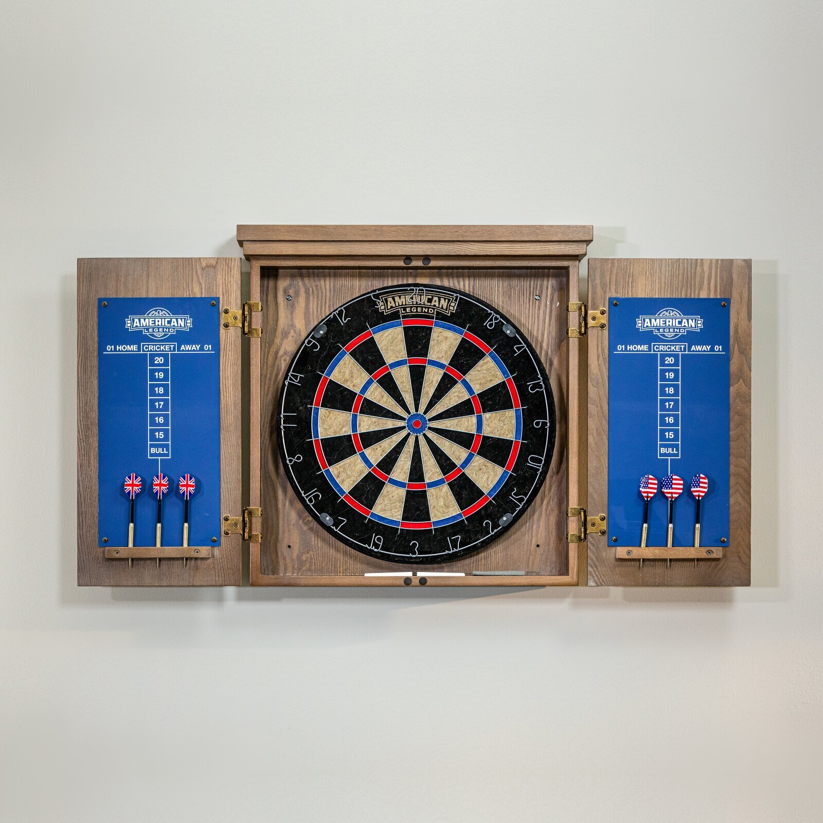 Steel tip dart board cabinet