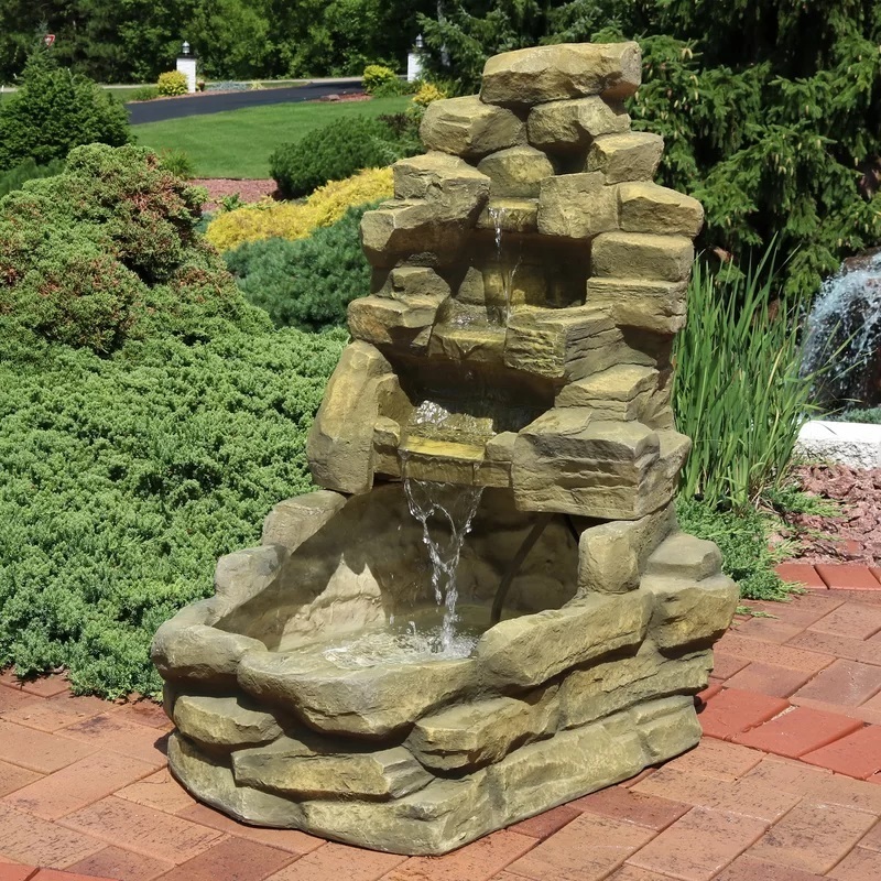 Stone motif large fiberglass water fountains