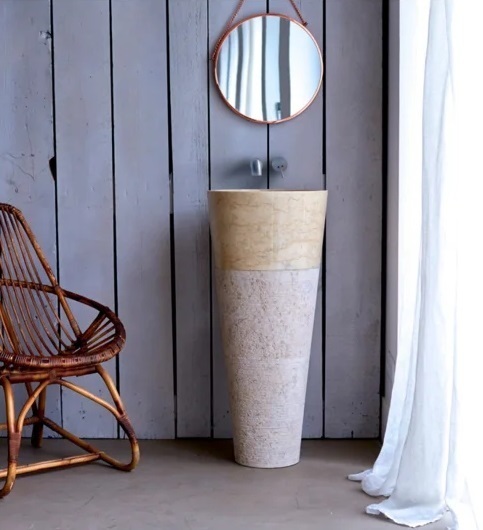 Stone on Stone Pedestal Sink