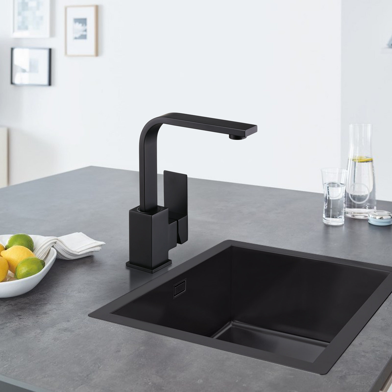 Streamlined Black Industrial Bathroom Faucet