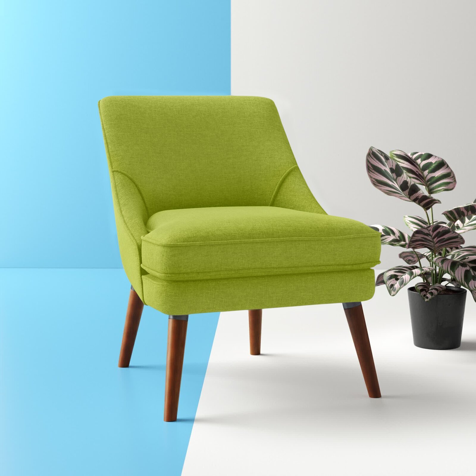 Streamlined Lime Green Accent Chair