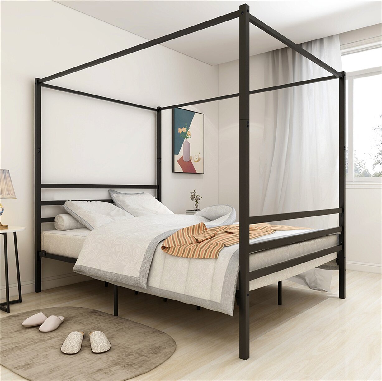 Streamlined, modern 4 poster bed