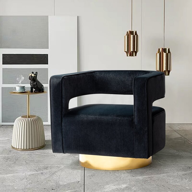 Streamlined Velvet Swivel Chair