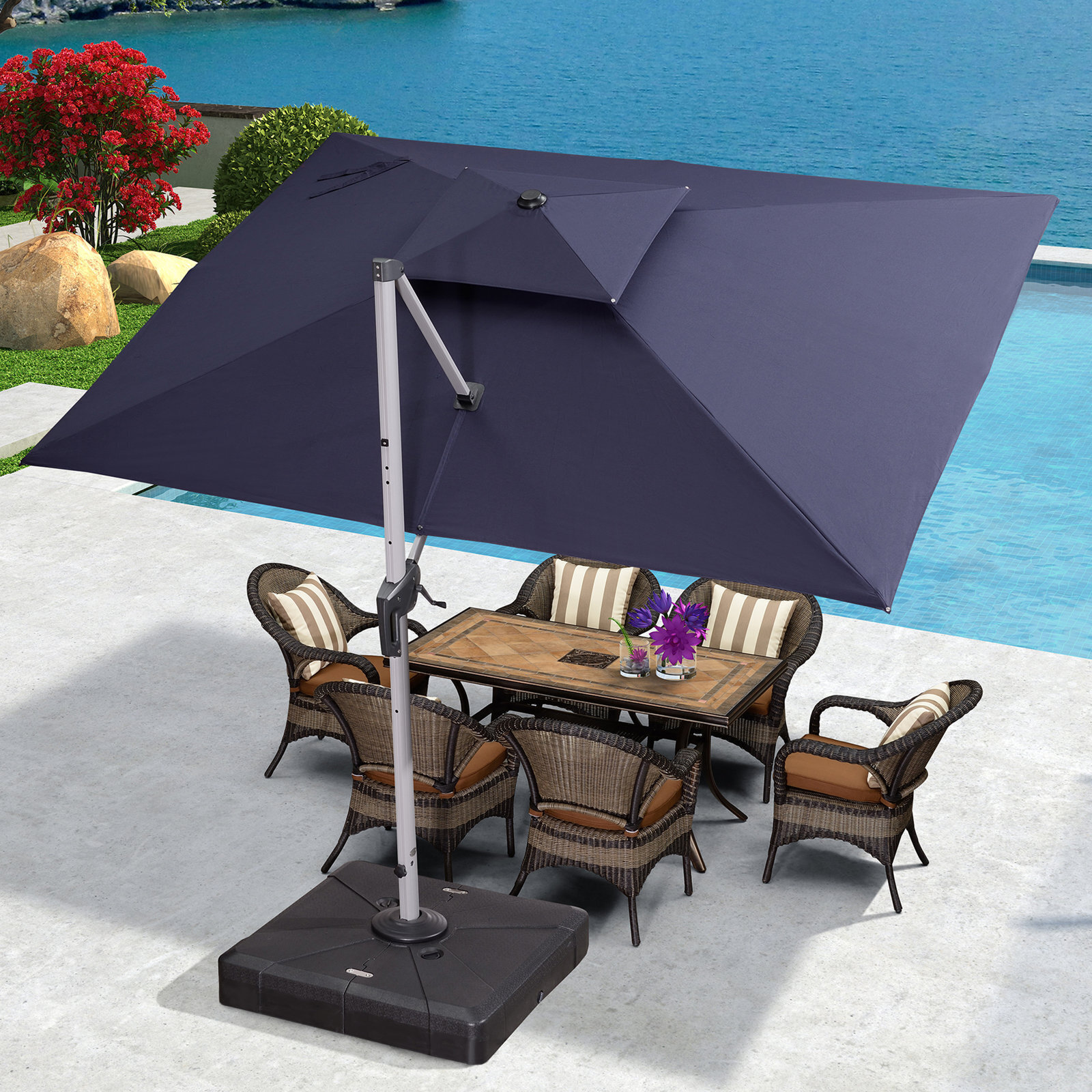 Sturdy Weighted Rectangular Cantilever Umbrella