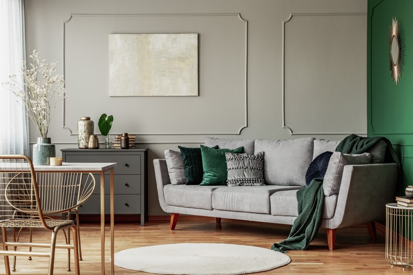 Stylish emerald green