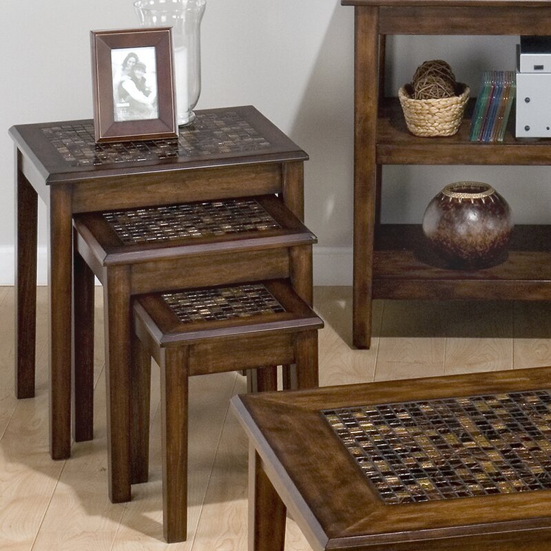Stylish Mosaic Tile Asian Nesting Tables