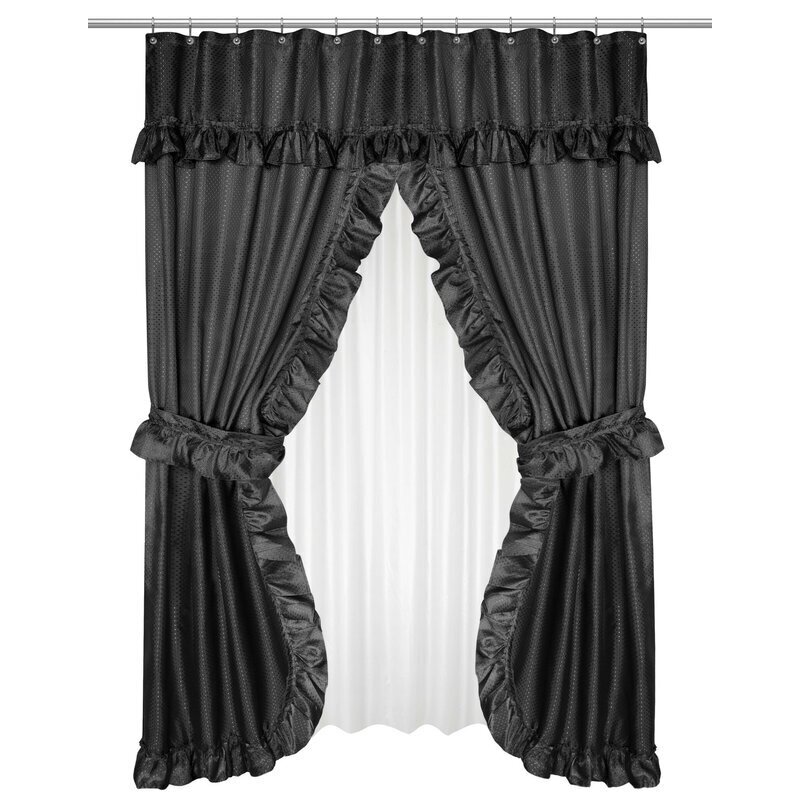 Stylish Ruffled Double Swag Shower Curtain