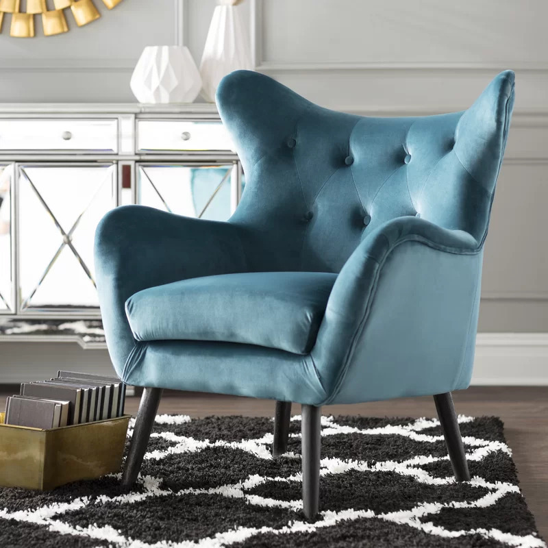 Stylish Tufted Velvet Wingback Chair