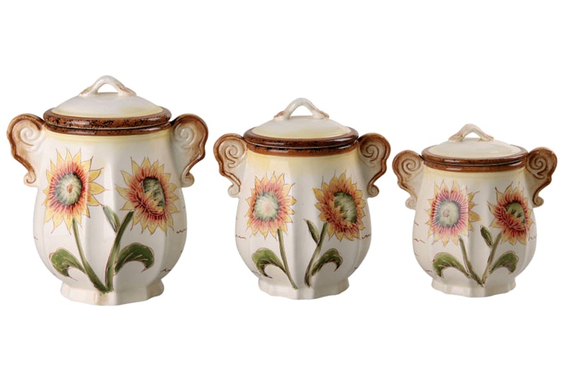 Sunflower 3 Piece Kitchen Canister Set