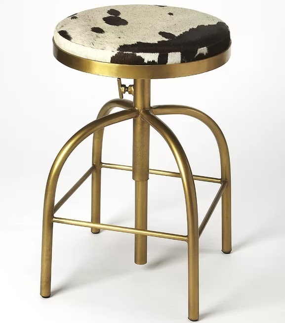 Swivel Adjustable Cowhide Counter Stool