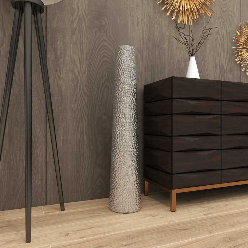 Tall and Bold Silver Floor Vase Decor