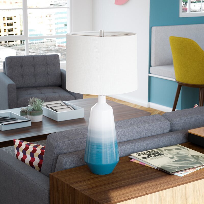 Tall Contemporary Blue and White Table Lamp