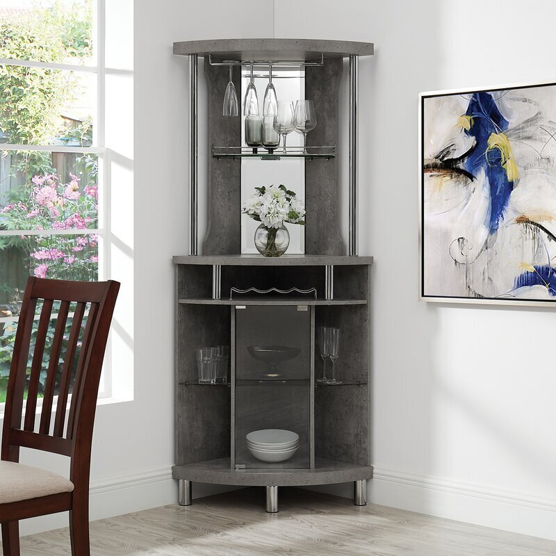 Tall Cornered Sectional Glass Bar