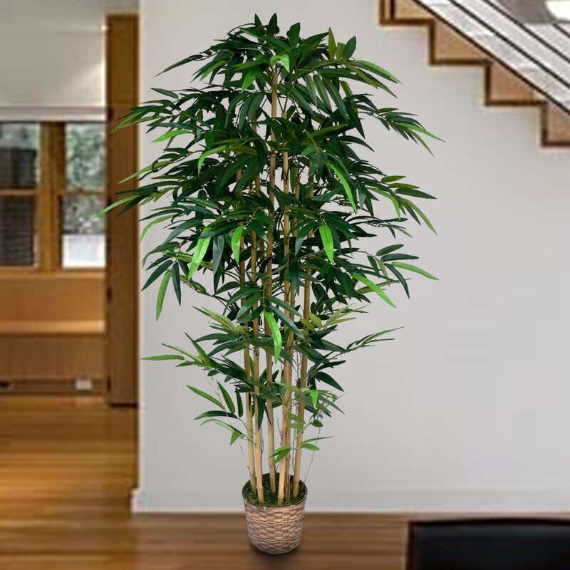 Tall Silk Bamboo Fake Tree In Basket