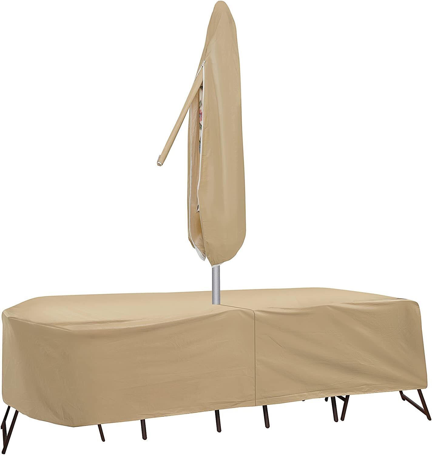 Tan Patio Table Cover With Umbrella Pole Guard