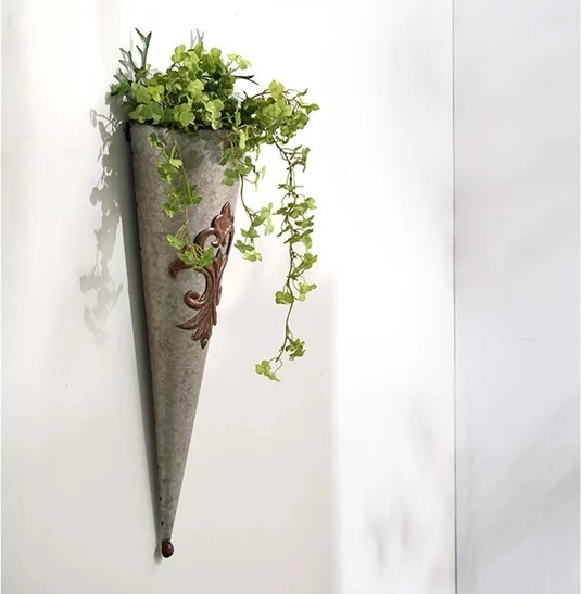Tapered Vintage Metal Wall Vase Sconce