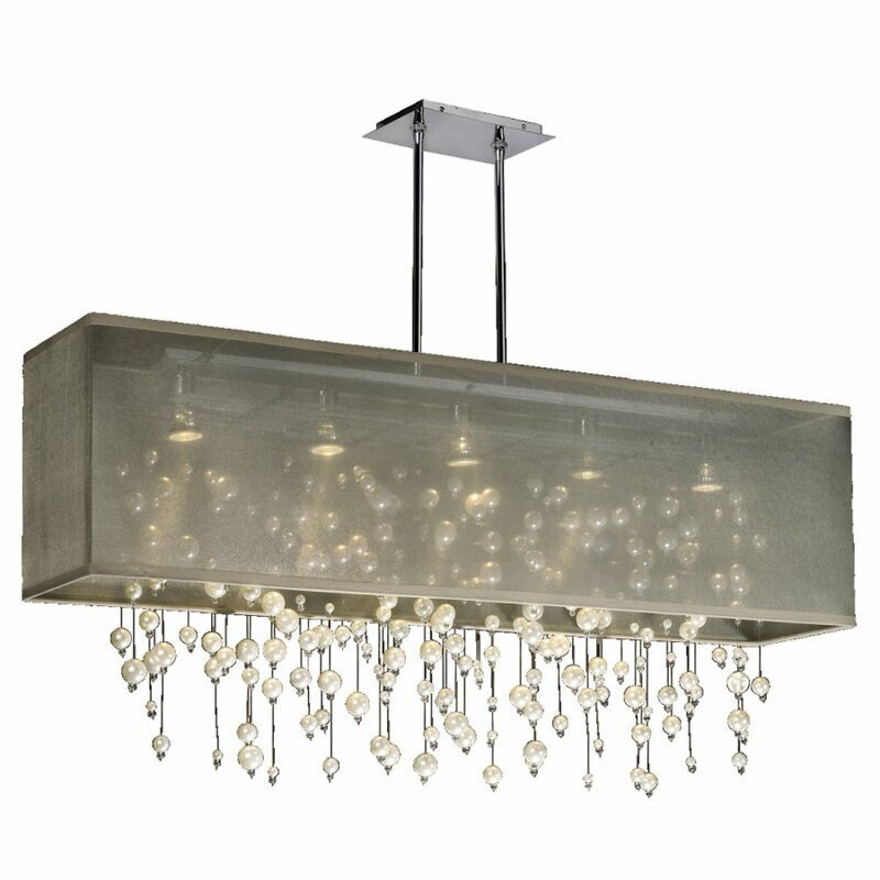Taupe Rectangular Chandelier With Shade