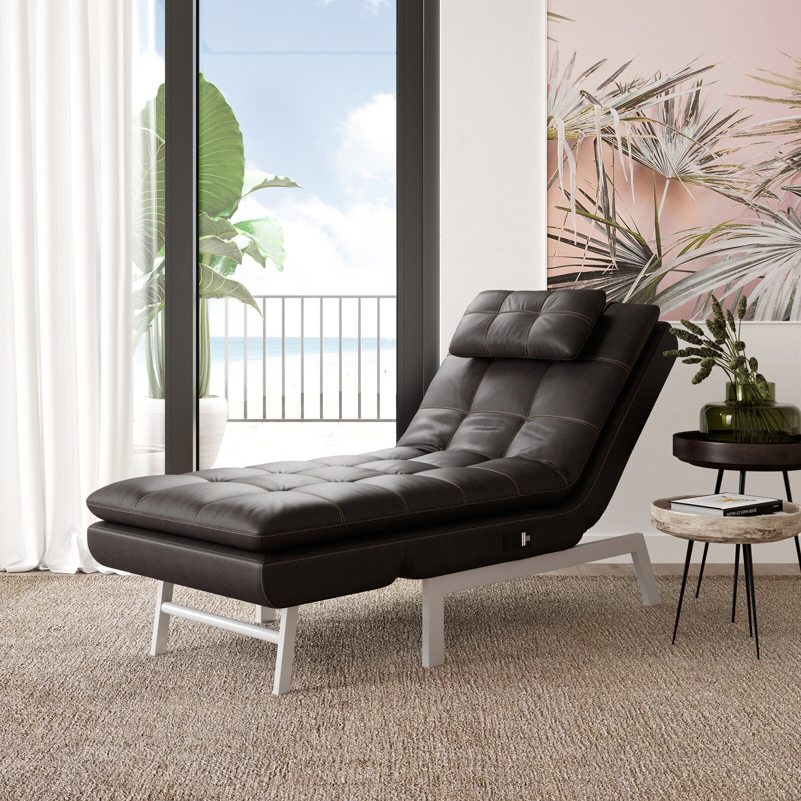 Tech Friendly Reclining Chaise Lounge