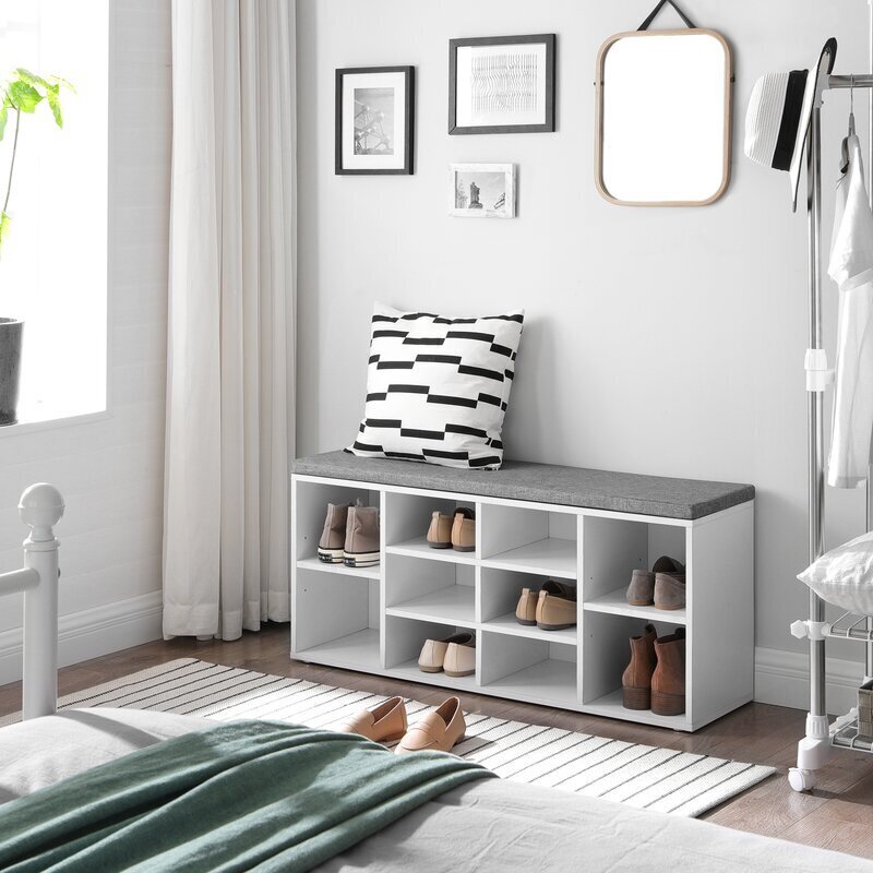 Ten pair shoe bench storage