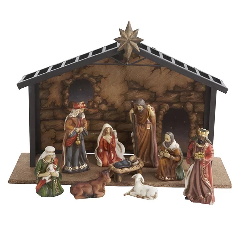 Ten piece nativity set porcelain 