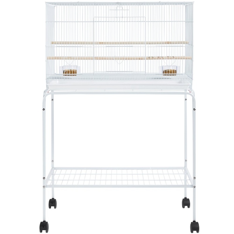 Tennille 47'' Iron Flat Top Floor Bird Cage with Wheels
