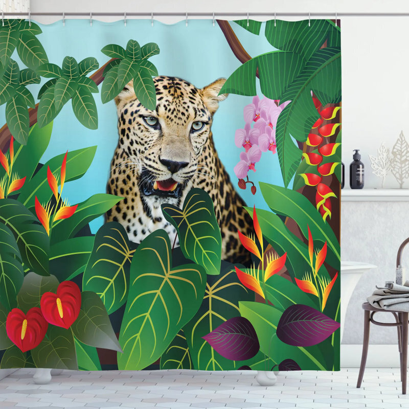 Three Dimensional Leopard Shower Curtain