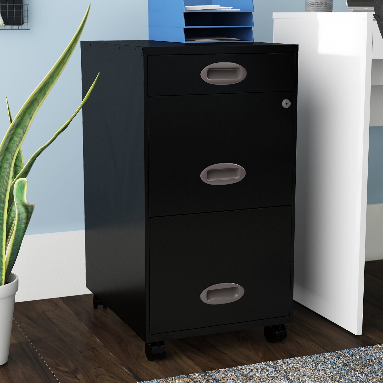 Three drawer steel filing cabinet