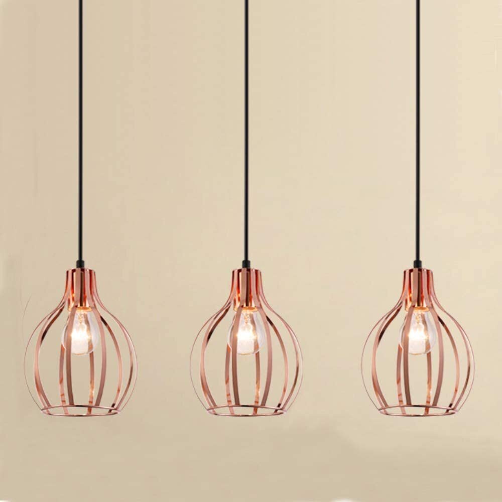 Three Pack Retro Style Pendant Copper Track Lights