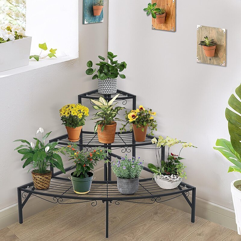 Three tiered corner plant stand 