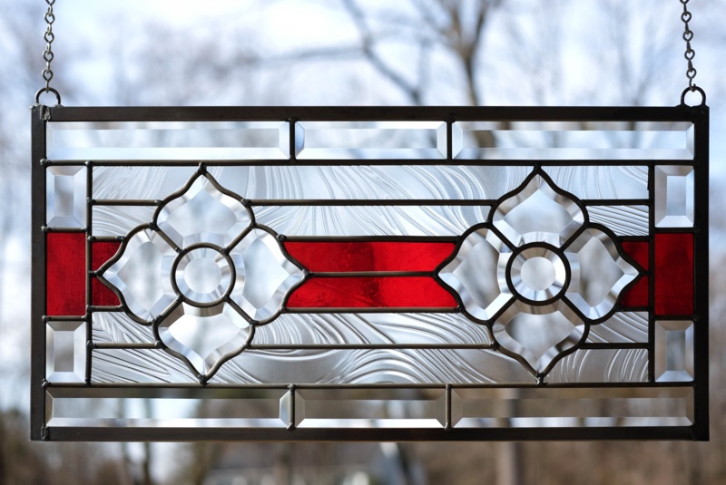 Tiffany Style Stained Glass Clear Beveled Window Panel
