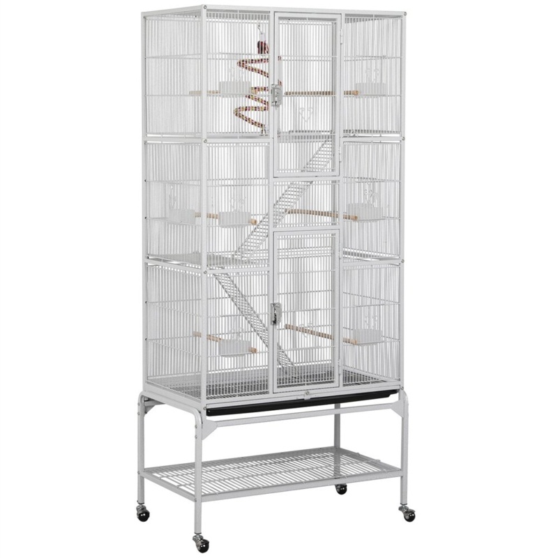 Tocoloma 69'' Flat Top Floor Bird Cage with Wheels