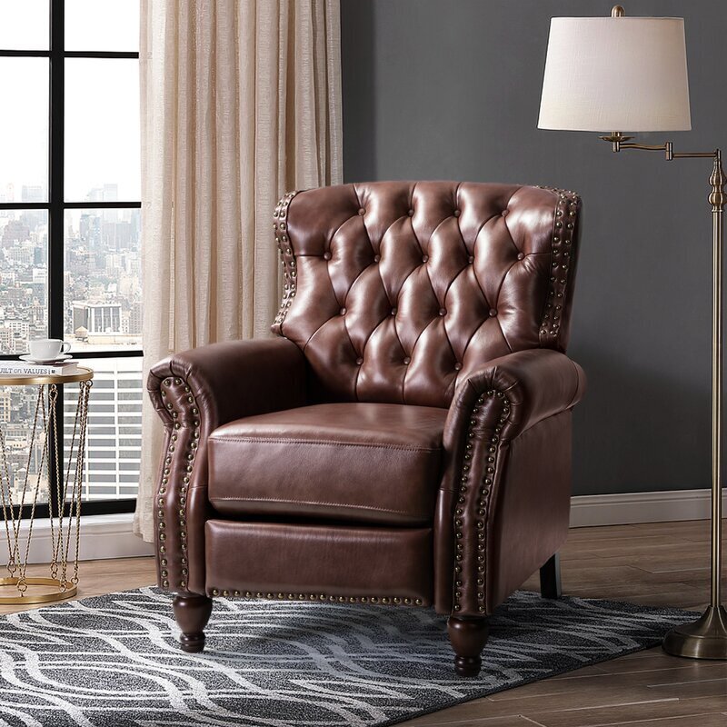 Top grain leather recliner