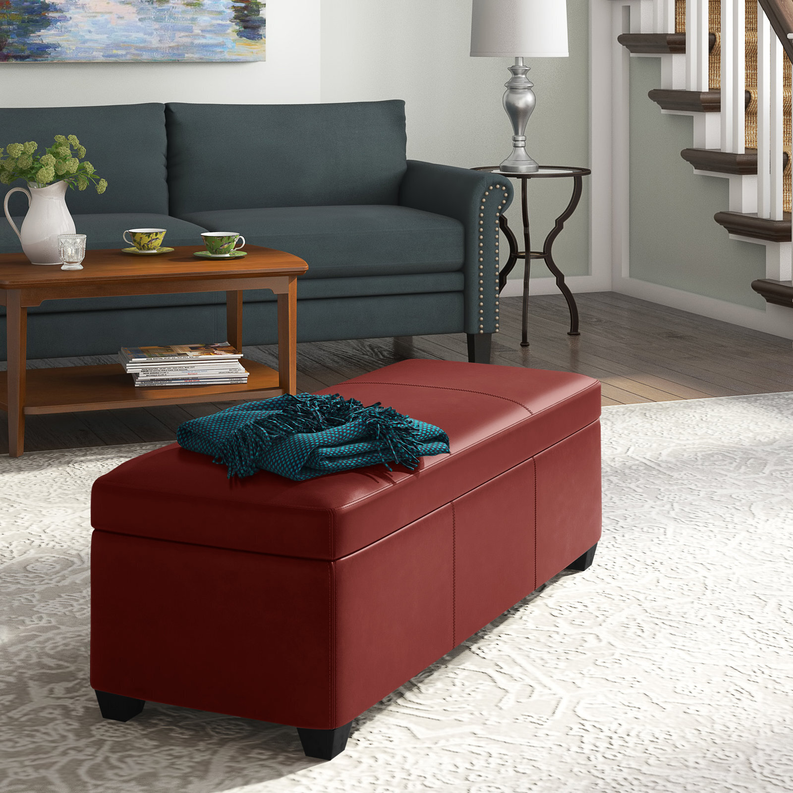 Topstitch Large Leather Ottoman