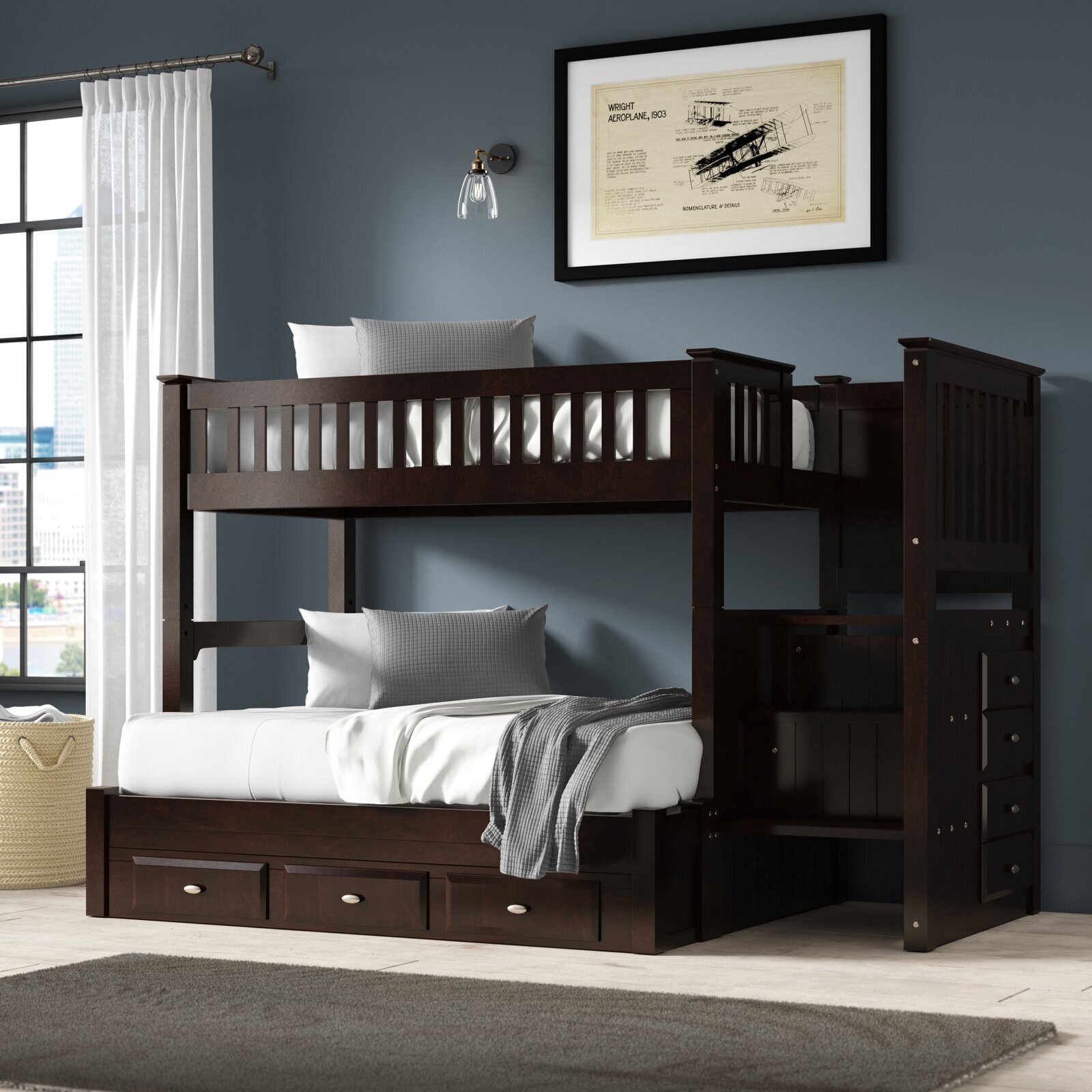 Traditional Bed with Stairs
