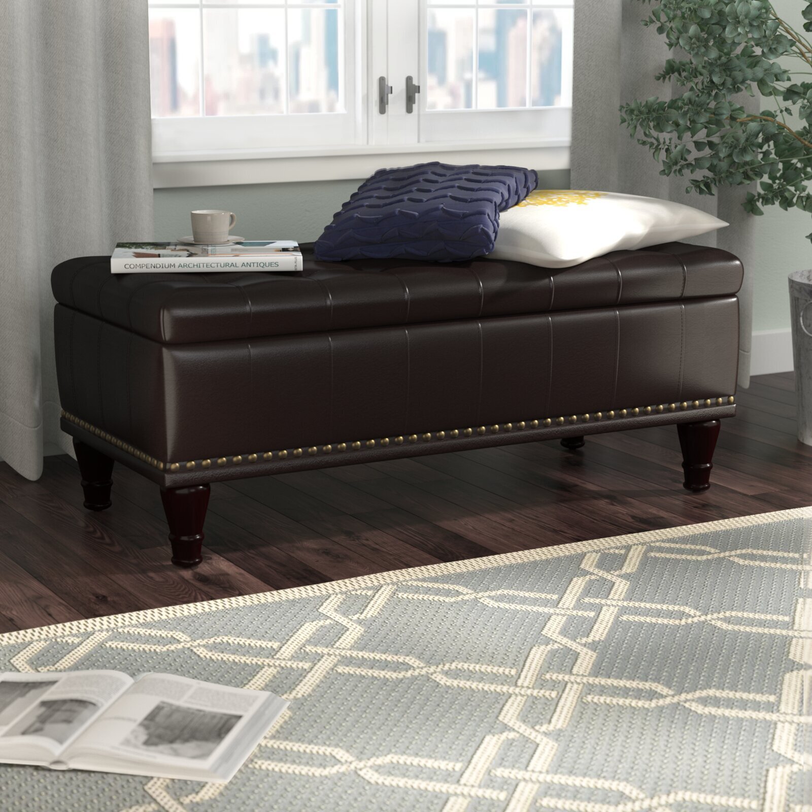 Traditional Oversized Leather Coffee Table