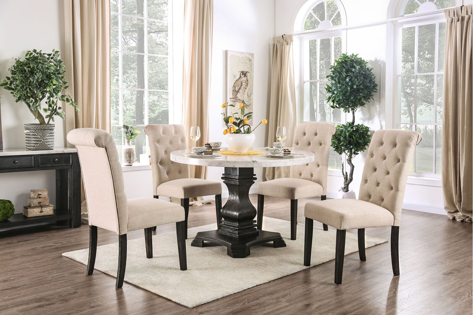 Round Marble Dining Table Set For 4